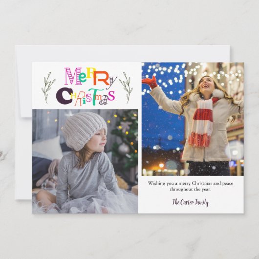Merry kerst 2 Foto Collage Typografie Artsy (Voorkant)