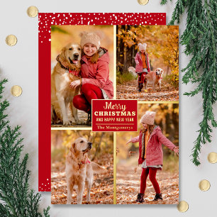 Merry kerst 4 Foto Collage Gold Folie Feestdagenkaart