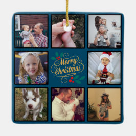 Merry kerst Aangepaste foto Collage Ceramic Orna Keramisch Ornament