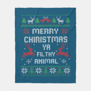 Merry kerst Animal Filthy Ya Great Fleece Deken