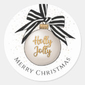 Merry kerst Bauble White Black Ronde Sticker (Voorkant)