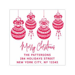 Merry kerst Baubles Familienaam Naam Terug Adres Zelfinktende Stempel
