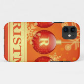 Merry kerst Baubles Red Gold Ornaments Case-Mate iPhone Case (Achterkant (horizontaal))