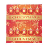 Merry kerst Baubles Red Gold Ornaments Notitieblok (Voorkant)