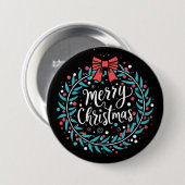 Merry kerst Berry Wreath Ronde Button 7,6 Cm (Voorkant /achterkant)