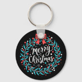 Merry kerst Berry Wreath Sleutelhanger (Voorkant)
