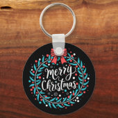 Merry kerst Berry Wreath Sleutelhanger (Voorkant)