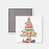 Merry kerst bibliotheek boom schattig boekenliefje magneet (Voorkant / Achterkant)
