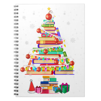 Merry kerst bibliotheek boom schattig boekenliefje notitieboek