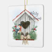 Merry kerst Birdhouse Keramisch Ornament (Links)