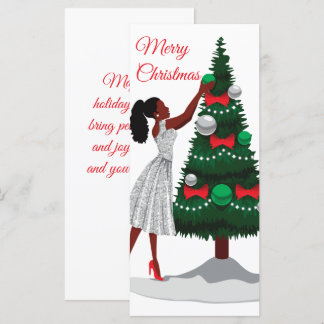 Merry kerst Black American Woman Card