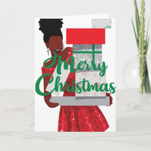 Merry kerst Black American Woman Card Kaart