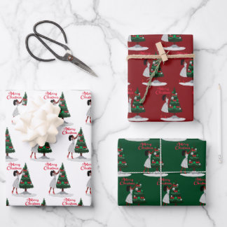 Merry kerst Black American Woman Inpakpapier Vel