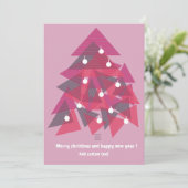 Merry kerst blij nieuw jaar moderne roze kaart (Staand voorkant)