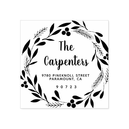 Merry kerst Botanical Garland Handschrift Rubberstempel (Afrduk)