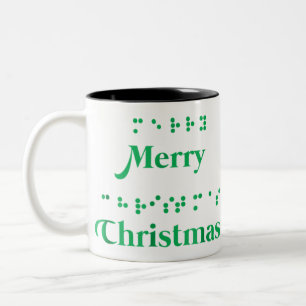 Merry kerst braille stippen, xmas topjes, vakantie tweekleurige koffiemok
