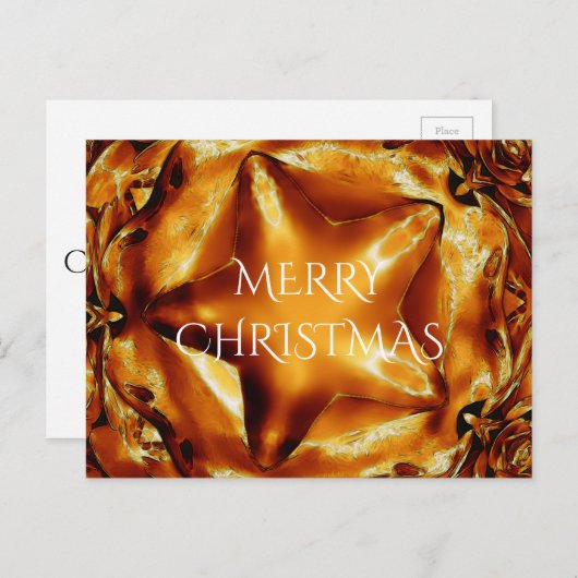 Merry kerst Copper Gold Shiny Star Feestdagenkaart (Voorkant / Achterkant)