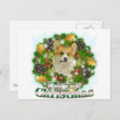 Merry kerst Corgi Feestdagenkaart (Voorkant / Achterkant)