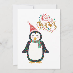 Merry kerst Cute Penguin Feestdagenkaart