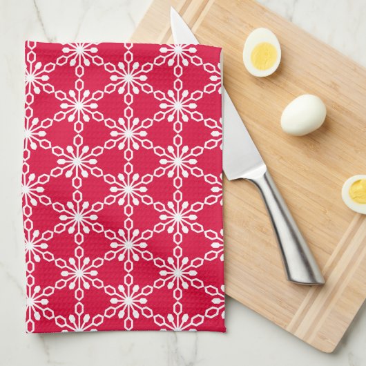 Merry kerst Cute Red Snowflakes Theedoek (Quarter Fold)