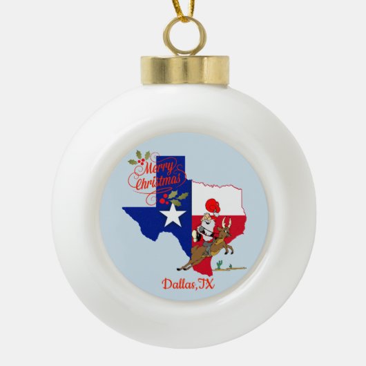 Merry kerst Dallas Texas Keramische Bal Ornament (Voorkant)