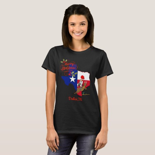 Merry kerst Dallas Texas T-shirt (Voorkant volledig)