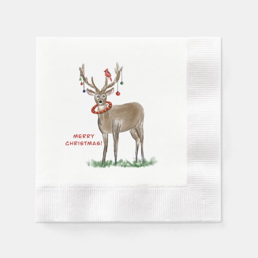 Merry kerst Deer napkins Servet (Voorkant)