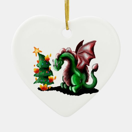 Merry kerst Dragon Keramisch Ornament (Voorkant)