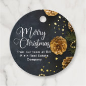 Merry kerst Elegant Black Gold Custom Company Bedankjes Labels (Voorkant)
