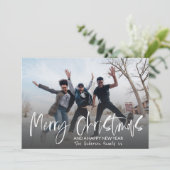 Merry kerst Elegant Calligrafie 1 Foto Feestdagenkaart (Staand voorkant)