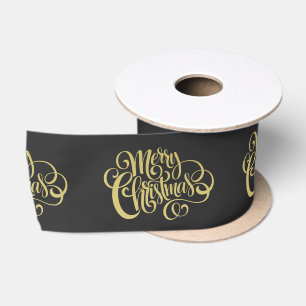 Merry kerst Elegant Gold Script Black Lint