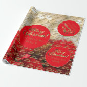 Merry kerst Elegant Gold Script Poinsettia Cadeaupapier (Uitgerold)