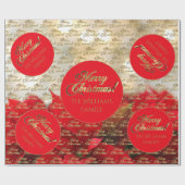 Merry kerst Elegant Gold Script Poinsettia Cadeaupapier (Vlak)
