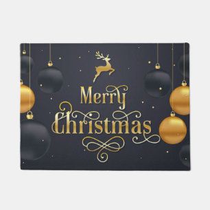Merry kerst Elegant Holiday Black Gold Deurmat