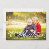 Merry kerst Elegant White Script Photo Collage Feestdagenkaart (Voorkant)