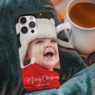 Merry kerst Elegant White Typografie Foto iPhone 14 Hoesje