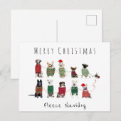 Merry kerst fleece navidog knits jumper briefkaart (Voorkant / Achterkant)