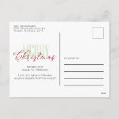 Merry kerst Foto Red Green Pattern Elegant Feestdagenkaart (Achterkant)