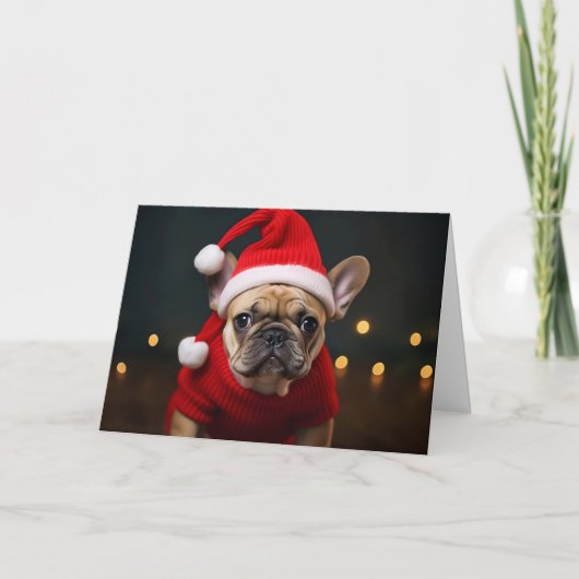 Merry kerst French Bulldog Feestdagen Kaart (Voorkant)