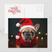 Merry kerst French Bulldog Feestdagenkaart (Voorkant / Achterkant)