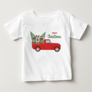 Merry kerst French Bulldogs Red Pickup Truck