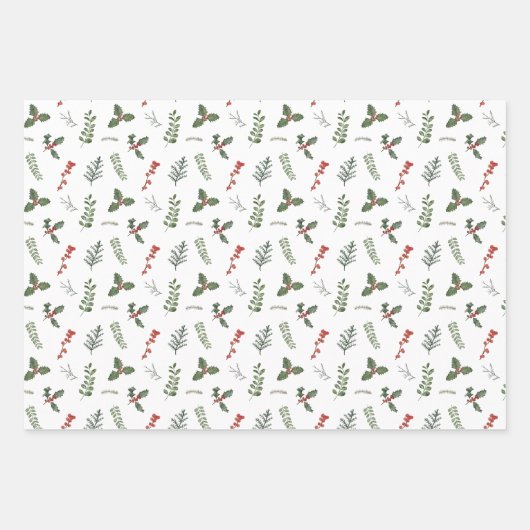 Merry kerst - Gepersonaliseerde Holiday Greenery Inpakpapier Vel (Voorkant)