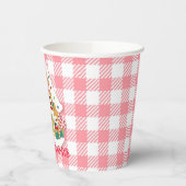 Merry kerst Gingerbrood House Pink Gingham Papieren Bekers (Links)