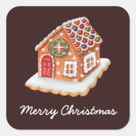 Merry kerst Gingerbrood House Vierkante Sticker