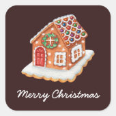 Merry kerst Gingerbrood House Vierkante Sticker (Voorkant)
