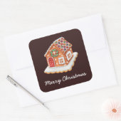 Merry kerst Gingerbrood House Vierkante Sticker (Envelop)