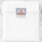 Merry kerst Gingerbrood House Vierkante Sticker (Tas)