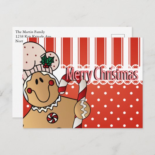 Merry kerst Gingerbrood Man Feestdagenkaart (Voorkant / Achterkant)