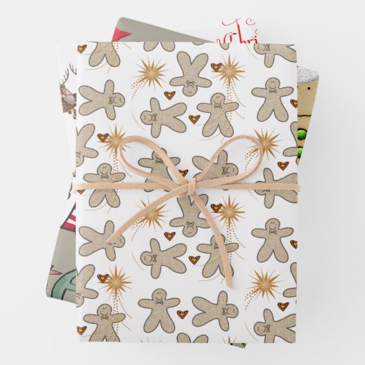 Merry kerst Gingerbrood Man Inpakpapier Vel (In situ)