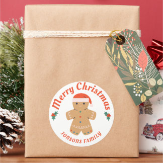 Merry kerst Gingerbrood Man Ronde Sticker
